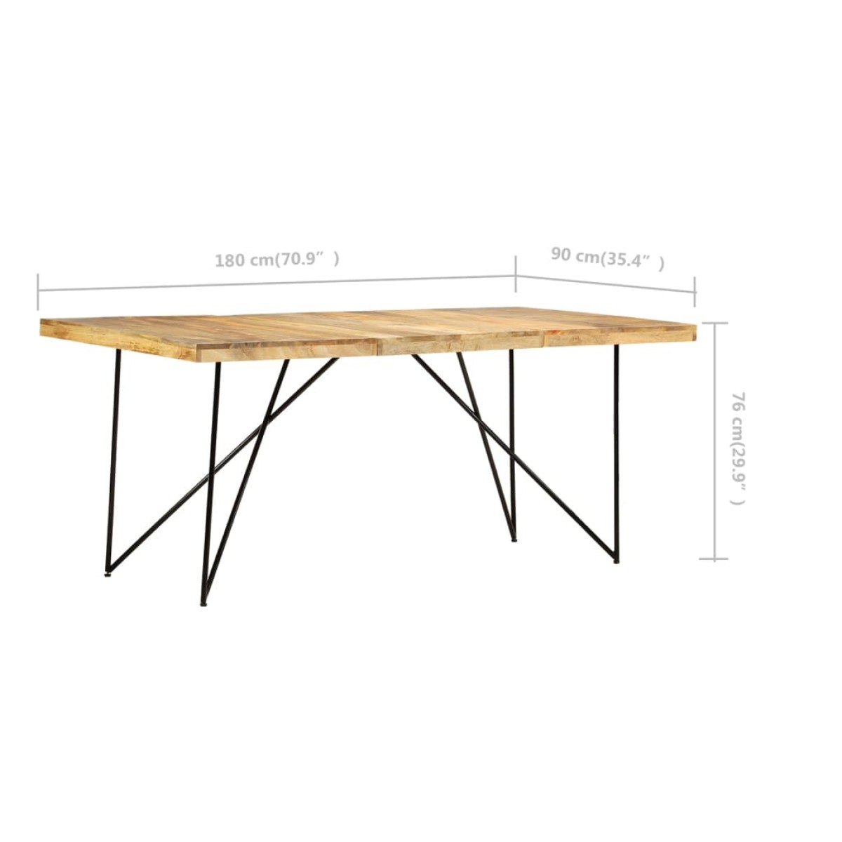 vidaXL Τραπεζαρία 180 x 90 x 76 εκ. από Μασίφ Ξύλο Μάνγκο