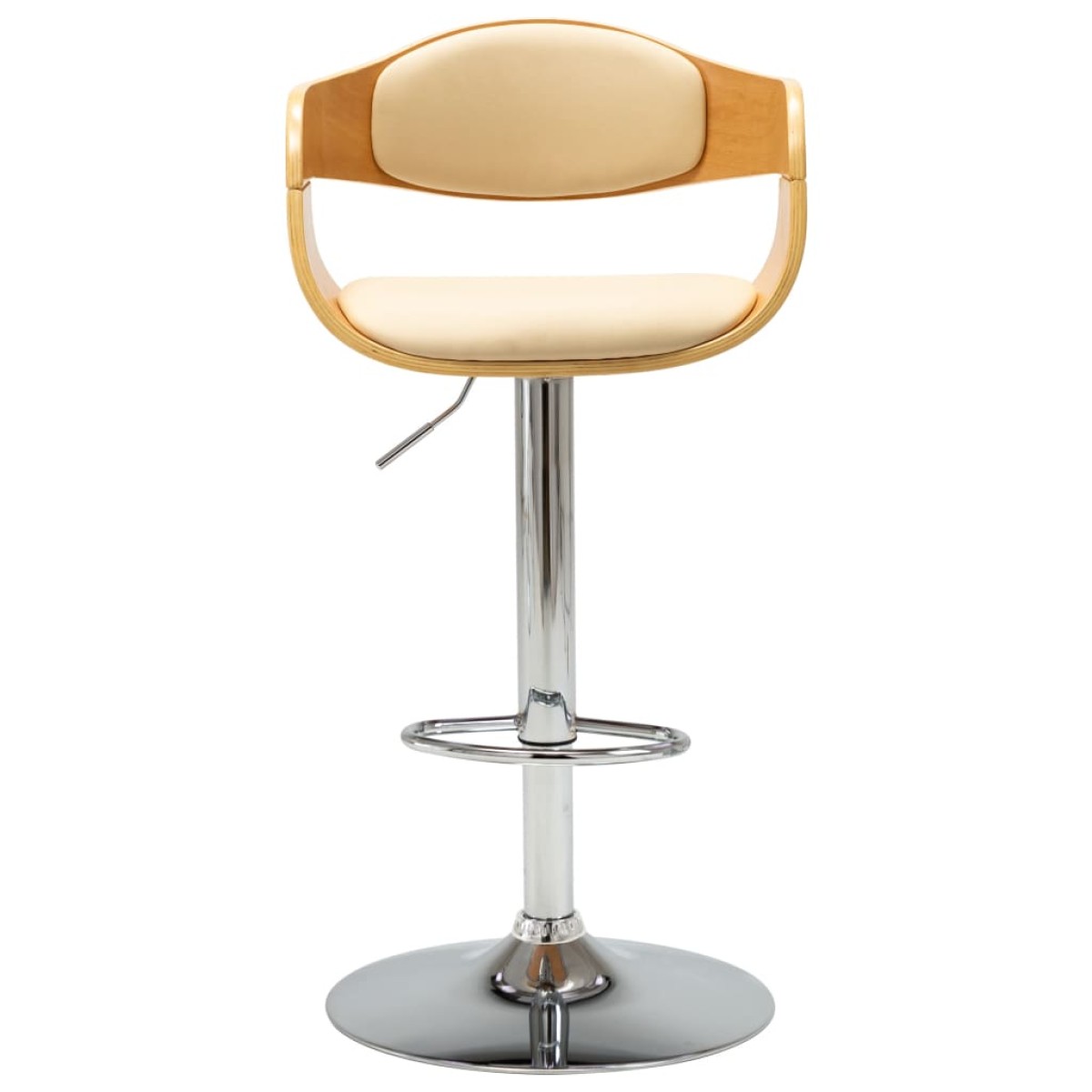 vidaXL Σκαμπό Μπαρ Κρεμ από Λυγισμένο Ξύλο και Συνθετικό Δέρμα
