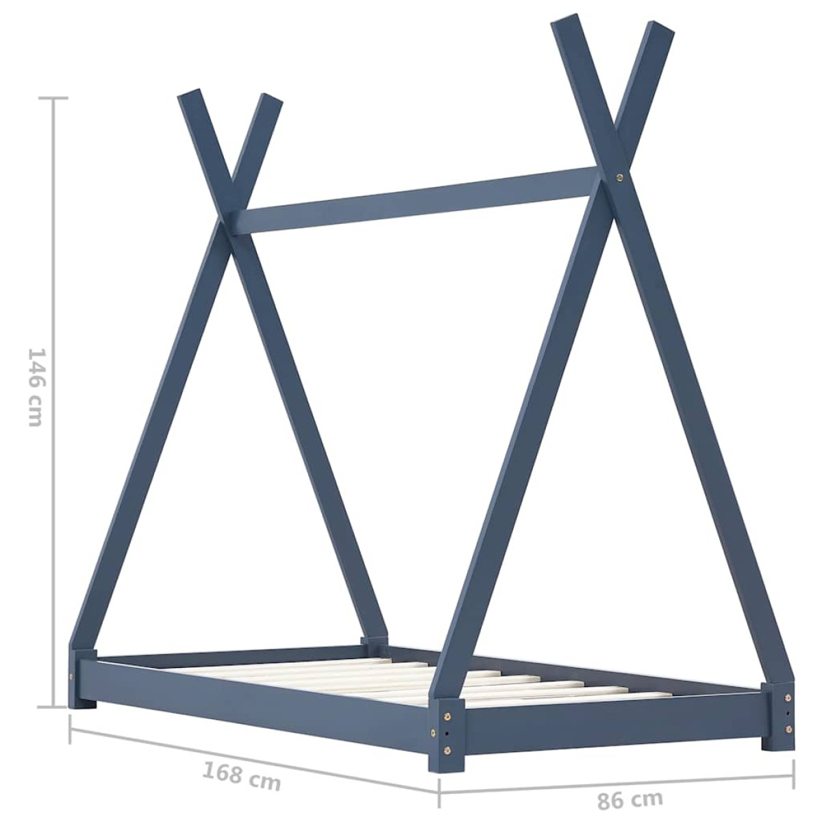 vidaXL Πλαίσιο Κρεβατιού Παιδικό Γκρι 80 x 160 εκ. Μασίφ Ξύλο Πεύκου