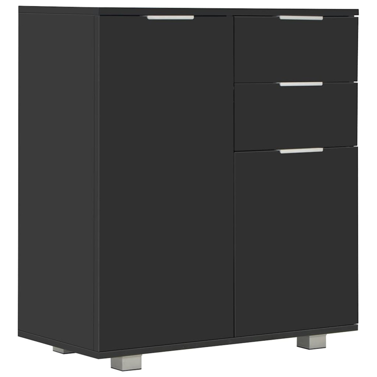 vidaXL Μπουφές Ψηλός Γυαλιστερός Μαύρος 71x35x80 εκ. Μοριοσανίδα
