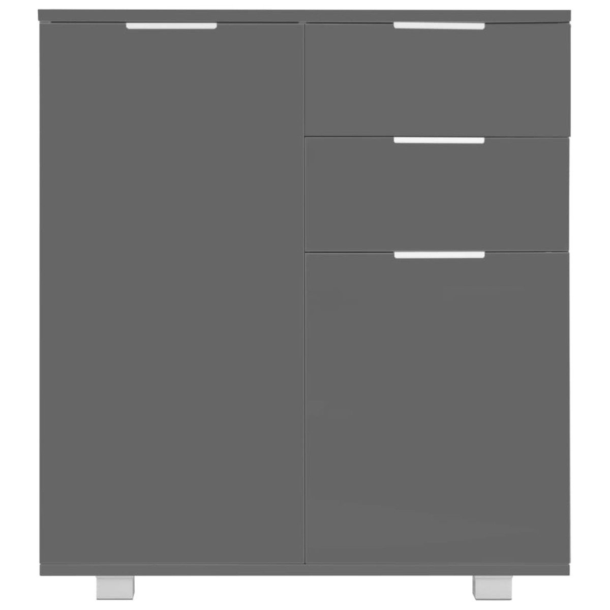 vidaXL Μπουφές Ψηλός Γυαλιστερός Γκρι 71x35x80 εκ. Μοριοσανίδα