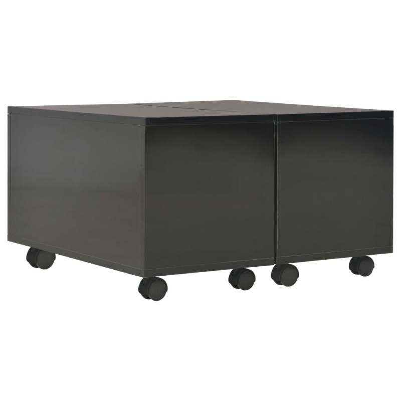 vidaXL Τραπεζάκι Σαλονιού Γυαλιστερό Μαύρο 60x60x35 εκ. Επεξ. Ξύλο