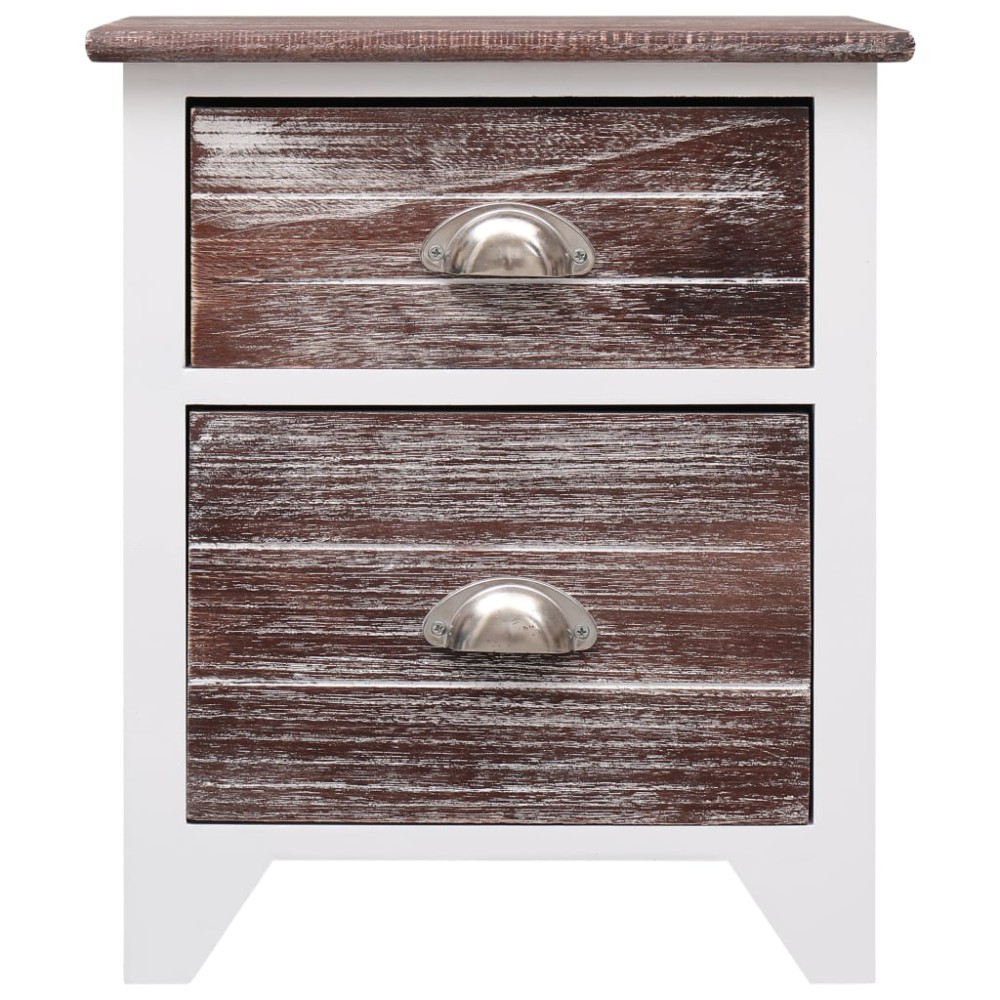 vidaXL Κομοδίνο Καφέ και Λευκό 38 x 28 x 45 εκ. από Ξύλο Παυλώνιας