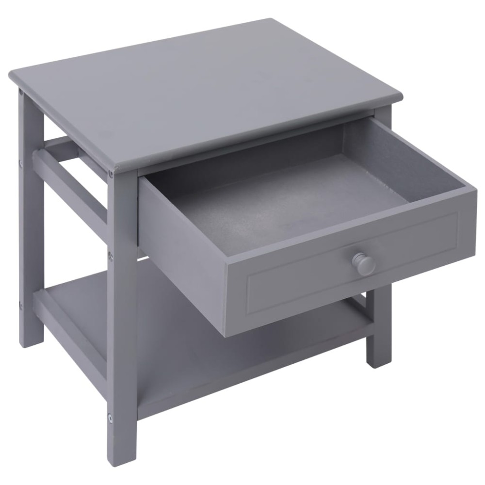 vidaXL Κομοδίνο Γκρι 40 x 29 x 42 εκ. από Ξύλο Παυλώνιας
