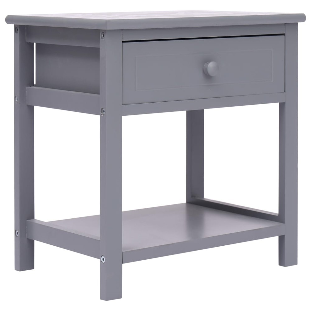 vidaXL Κομοδίνο Γκρι 40 x 29 x 42 εκ. από Ξύλο Παυλώνιας