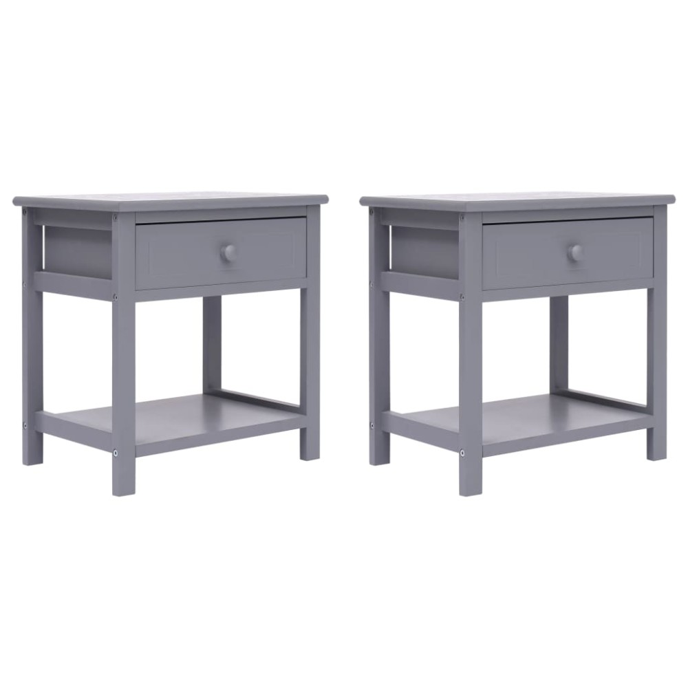 vidaXL Κομοδίνα 2 τεμ. Γκρι 40 x 29 x 42 εκ. από Ξύλο Παυλώνιας
