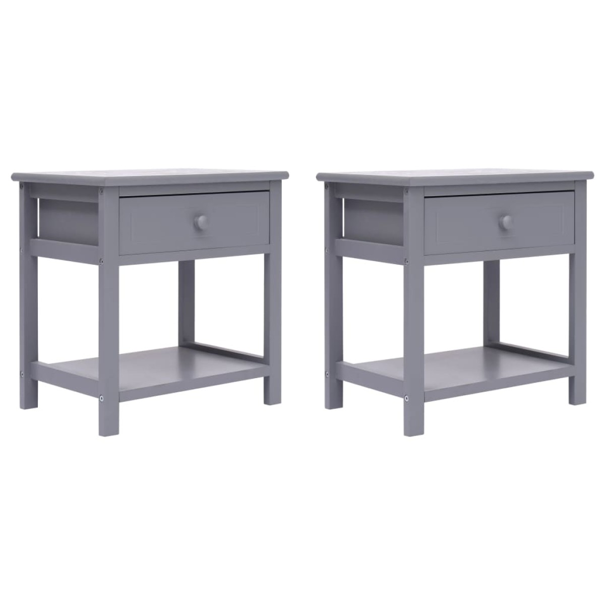 vidaXL Κομοδίνα 2 τεμ. Γκρι 40 x 29 x 42 εκ. από Ξύλο Παυλώνιας
