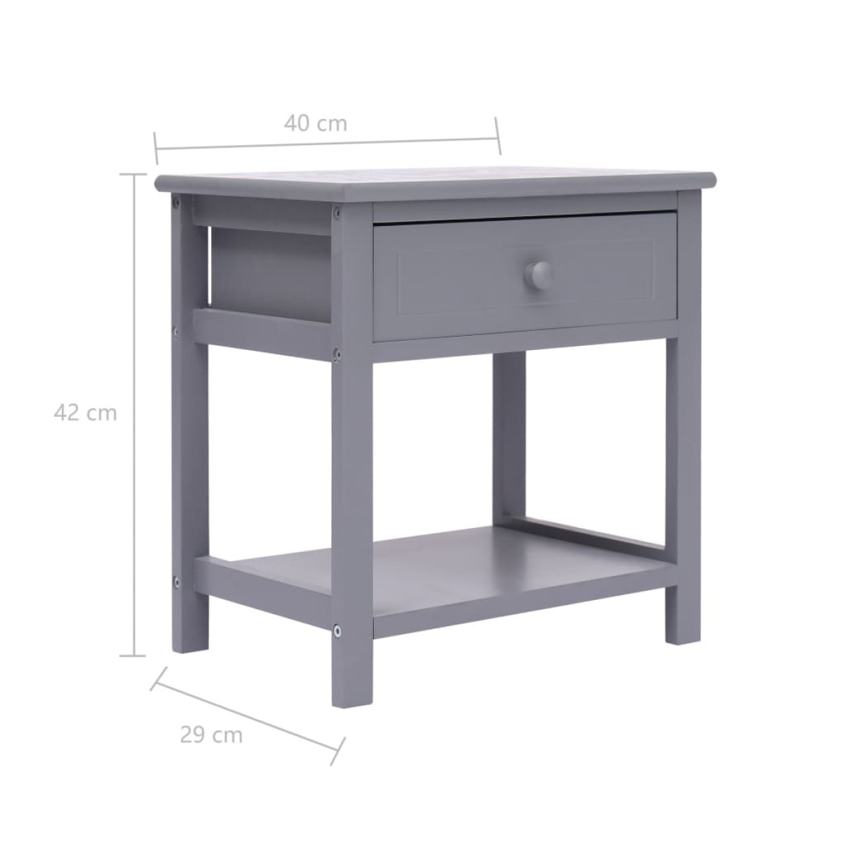 vidaXL Κομοδίνα 2 τεμ. Γκρι 40 x 29 x 42 εκ. από Ξύλο Παυλώνιας