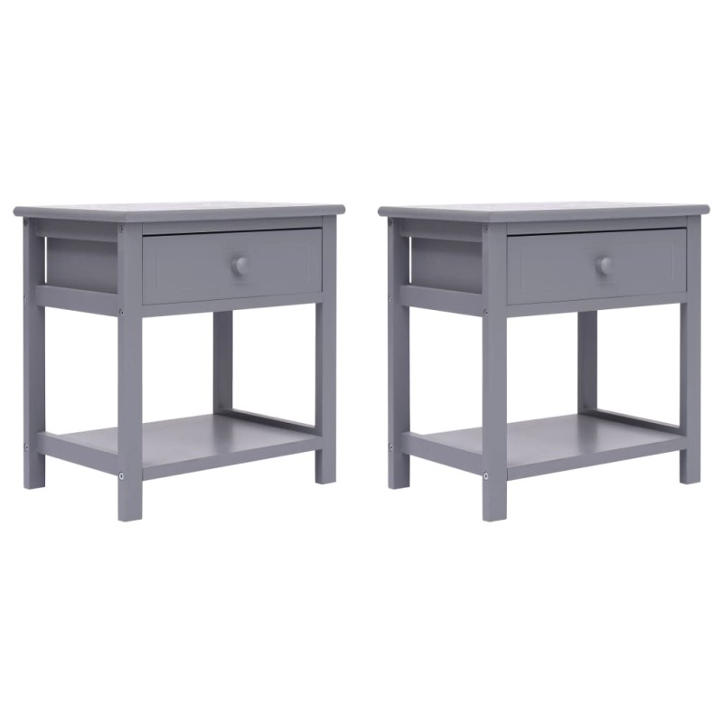 vidaXL Κομοδίνα 2 τεμ. Γκρι 40 x 29 x 42 εκ. από Ξύλο Παυλώνιας