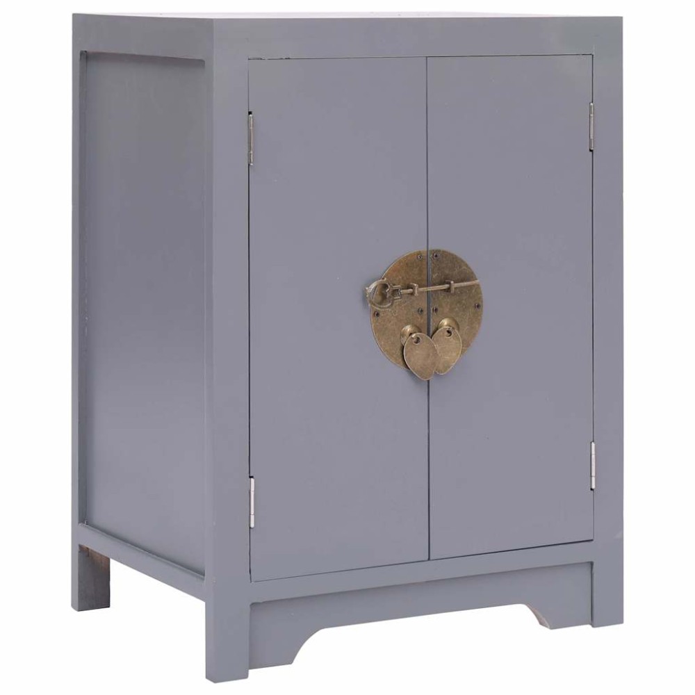 vidaXL Κομοδίνο Γκρι 38 x 28 x 52 εκ. από Ξύλο Παυλώνιας