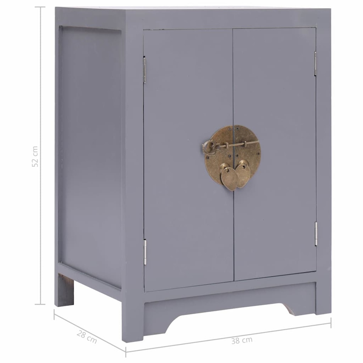 vidaXL Κομοδίνο Γκρι 38 x 28 x 52 εκ. από Ξύλο Παυλώνιας