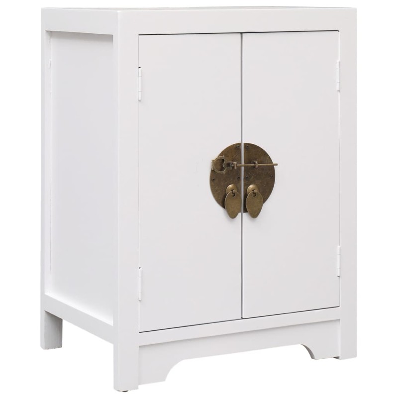 vidaXL Κομοδίνο Λευκό 38 x 28 x 52 εκ. από Ξύλο Παυλώνιας
