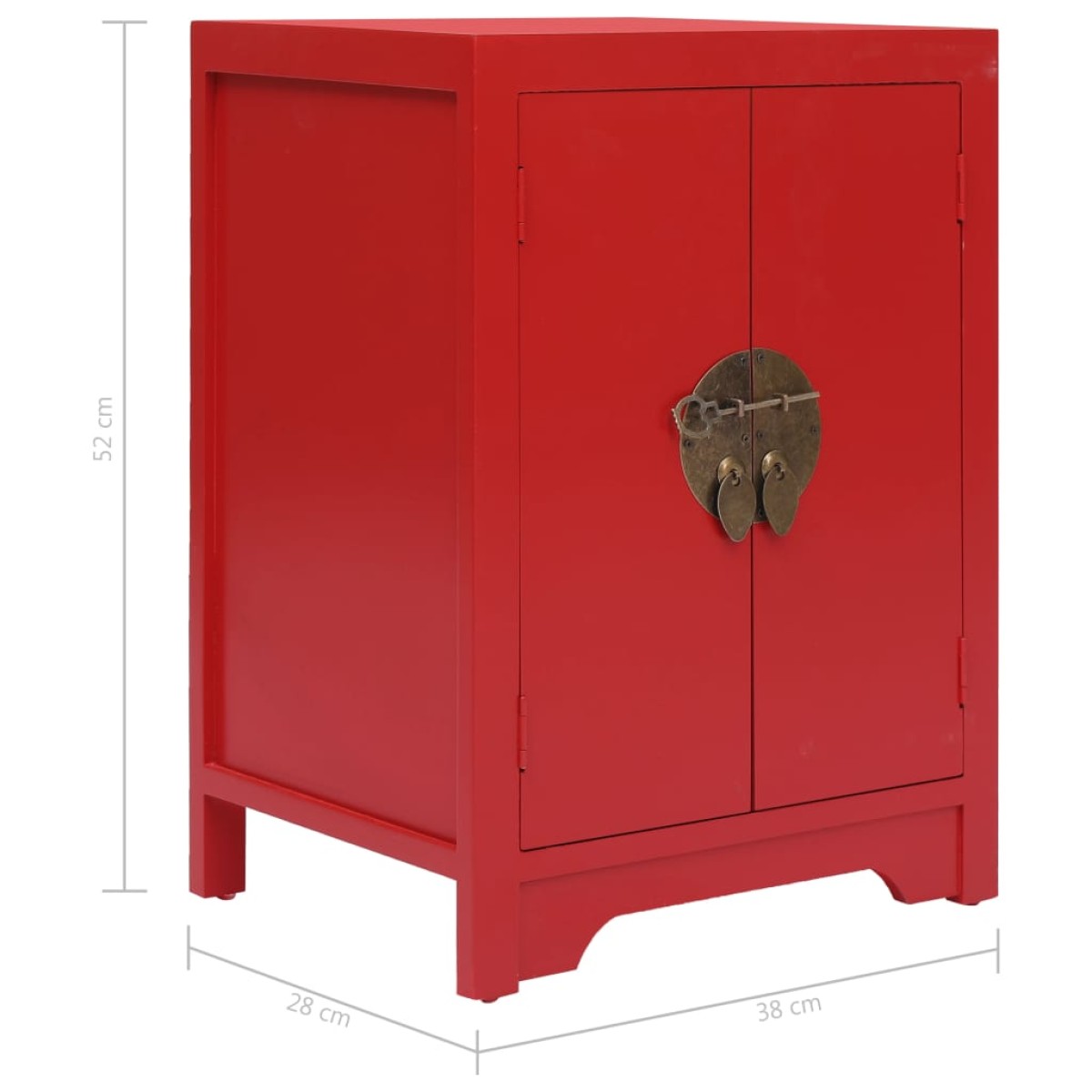 vidaXL Κομοδίνο Κόκκινο 38 x 28 x 52 εκ. από Ξύλο Παυλώνιας