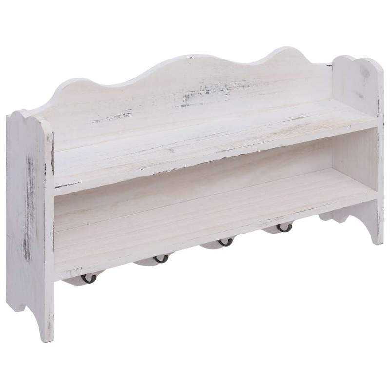 vidaXL Κρεμάστρα Τοίχου Λευκή 50 x 10 x 30 εκ. Ξύλινη