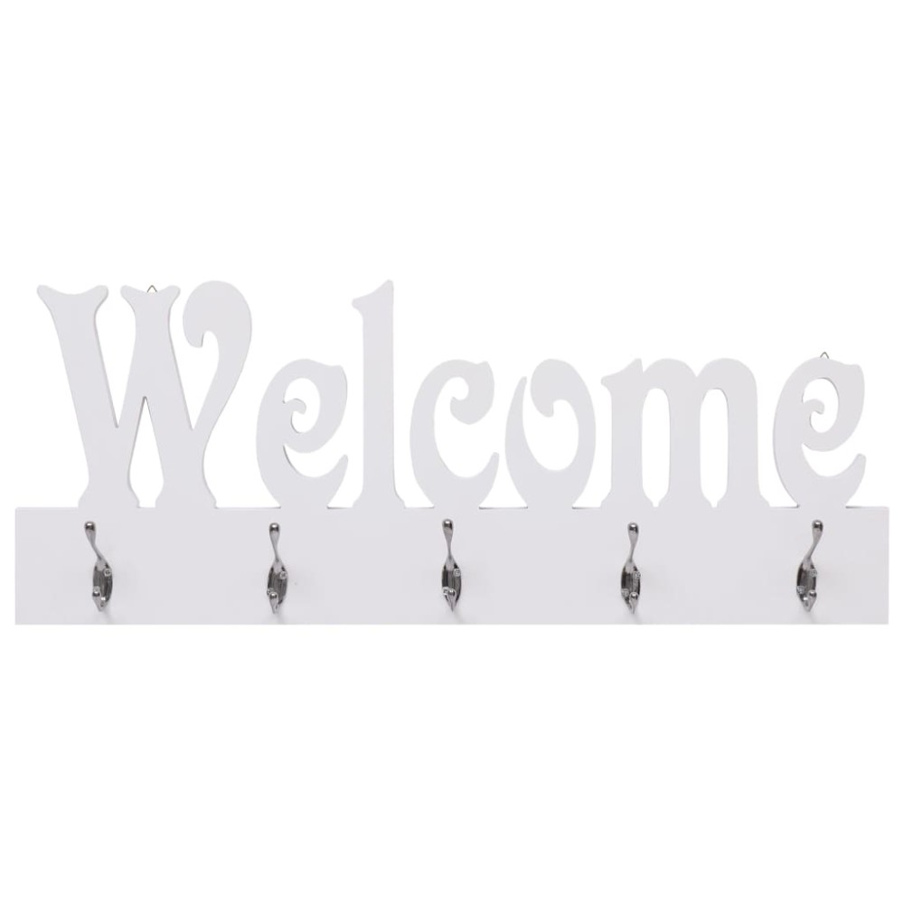 vidaXL Κρεμάστρα Τοίχου «WELCOME» Λευκή 74 x 29,5  εκ.