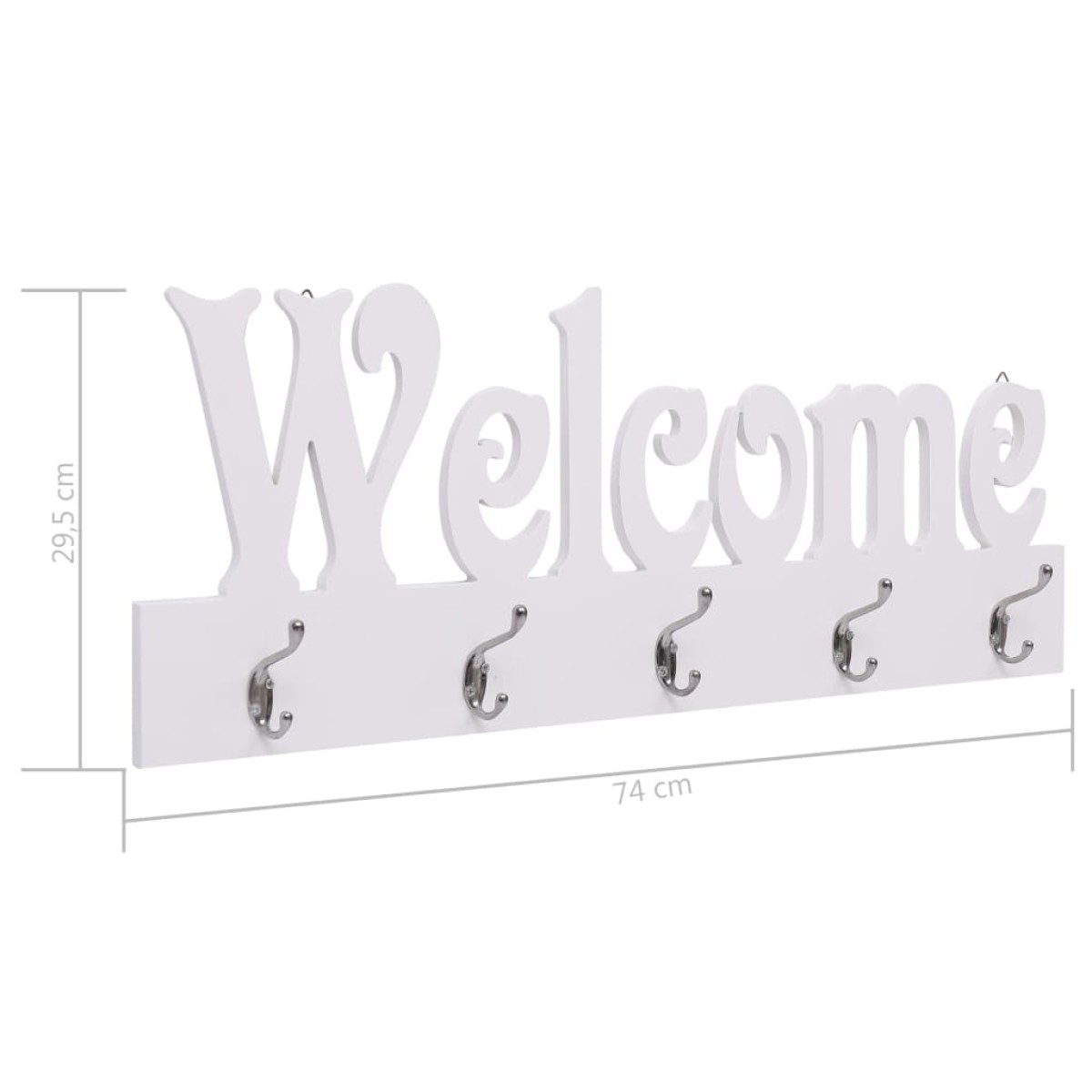 vidaXL Κρεμάστρα Τοίχου «WELCOME» Λευκή 74 x 29,5  εκ.