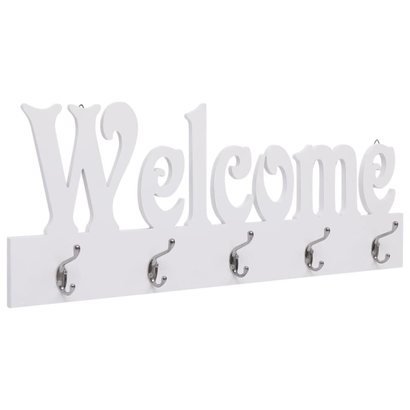 vidaXL Κρεμάστρα Τοίχου «WELCOME» Λευκή 74 x 29,5  εκ.