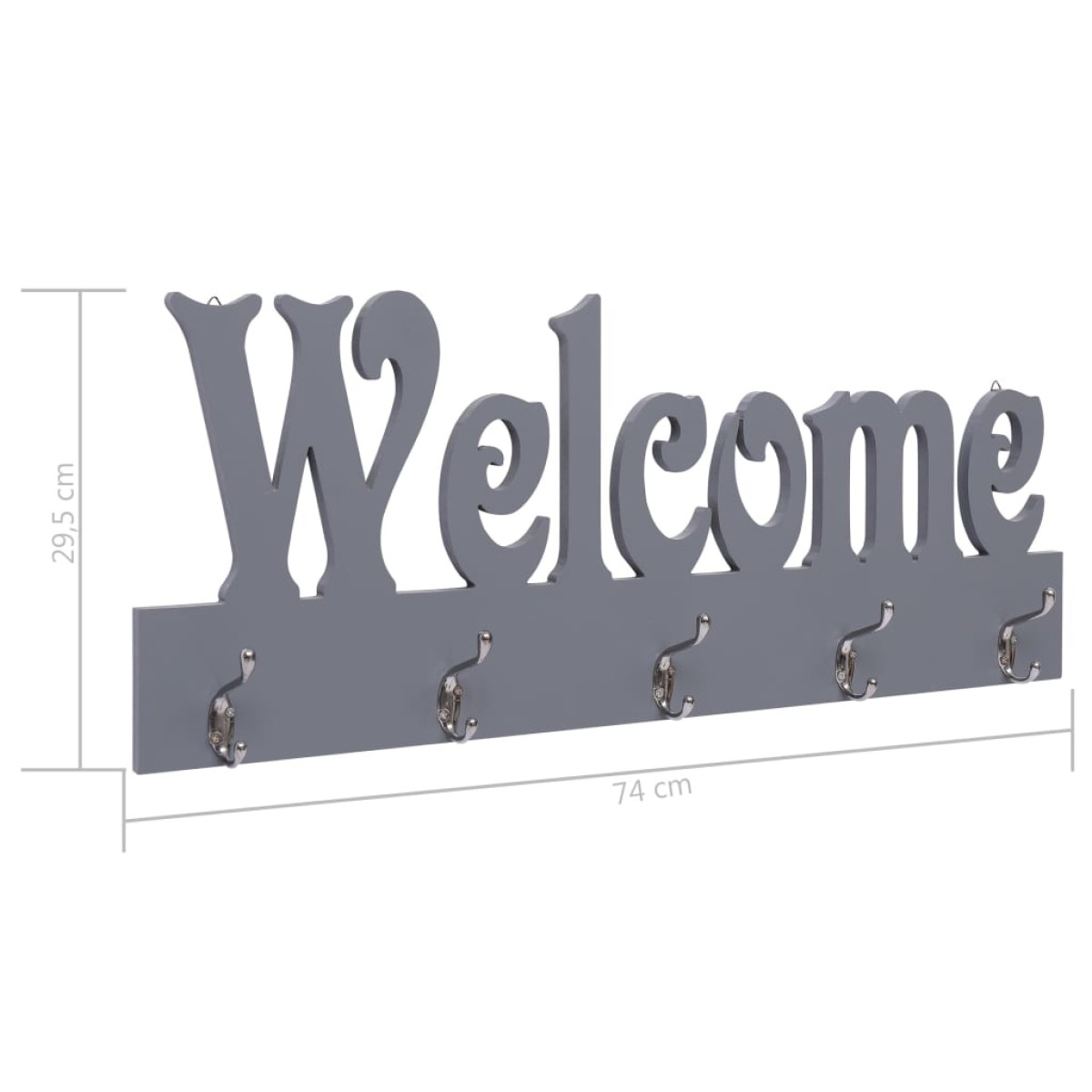 vidaXL Κρεμάστρα Τοίχου «WELCOME» Γκρι 74 x 29,5  εκ.