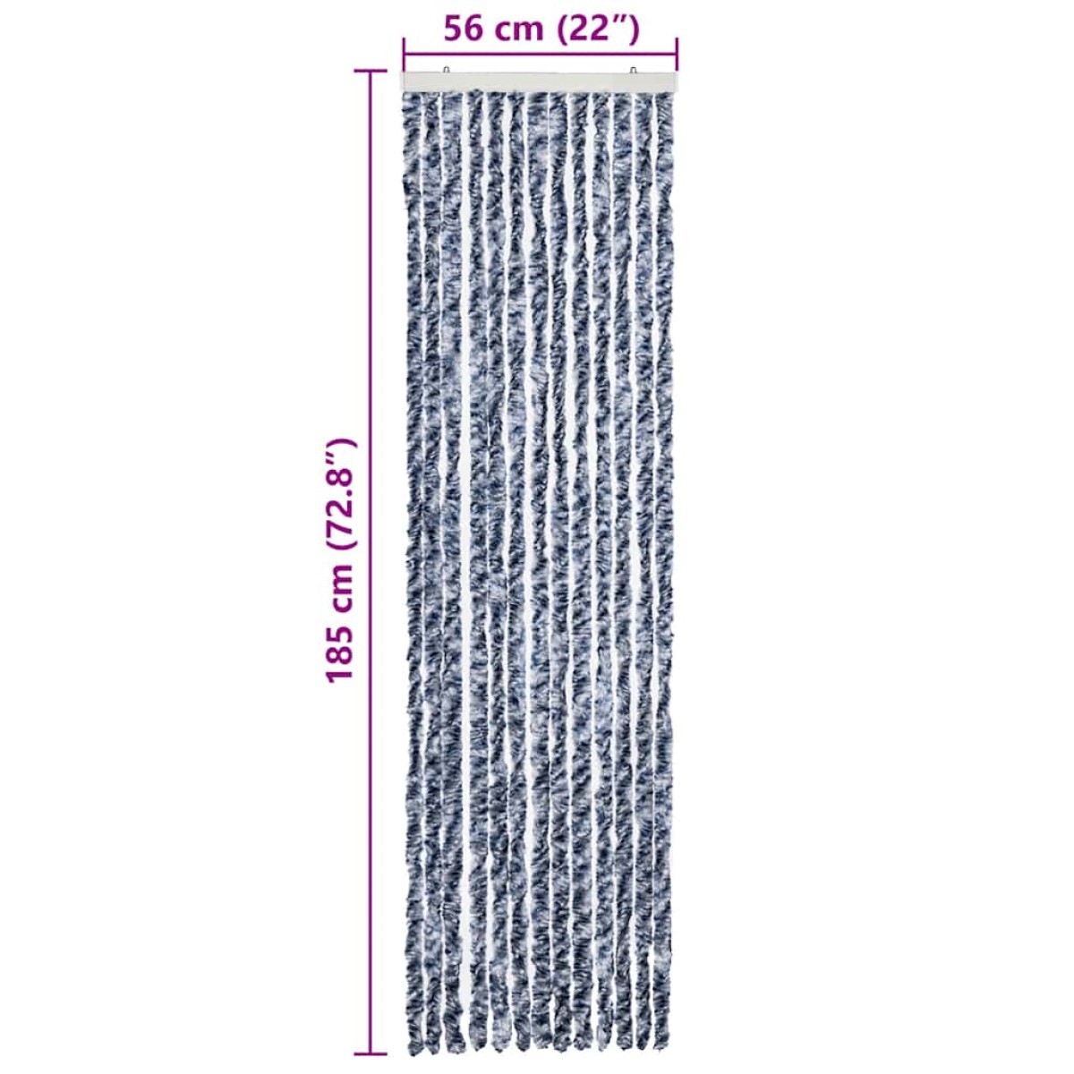 vidaXL Σήτα - Κουρτίνα Πόρτας Μπλε/Λευκό/Ασημί 56 x 185 εκ. από Σενίλ