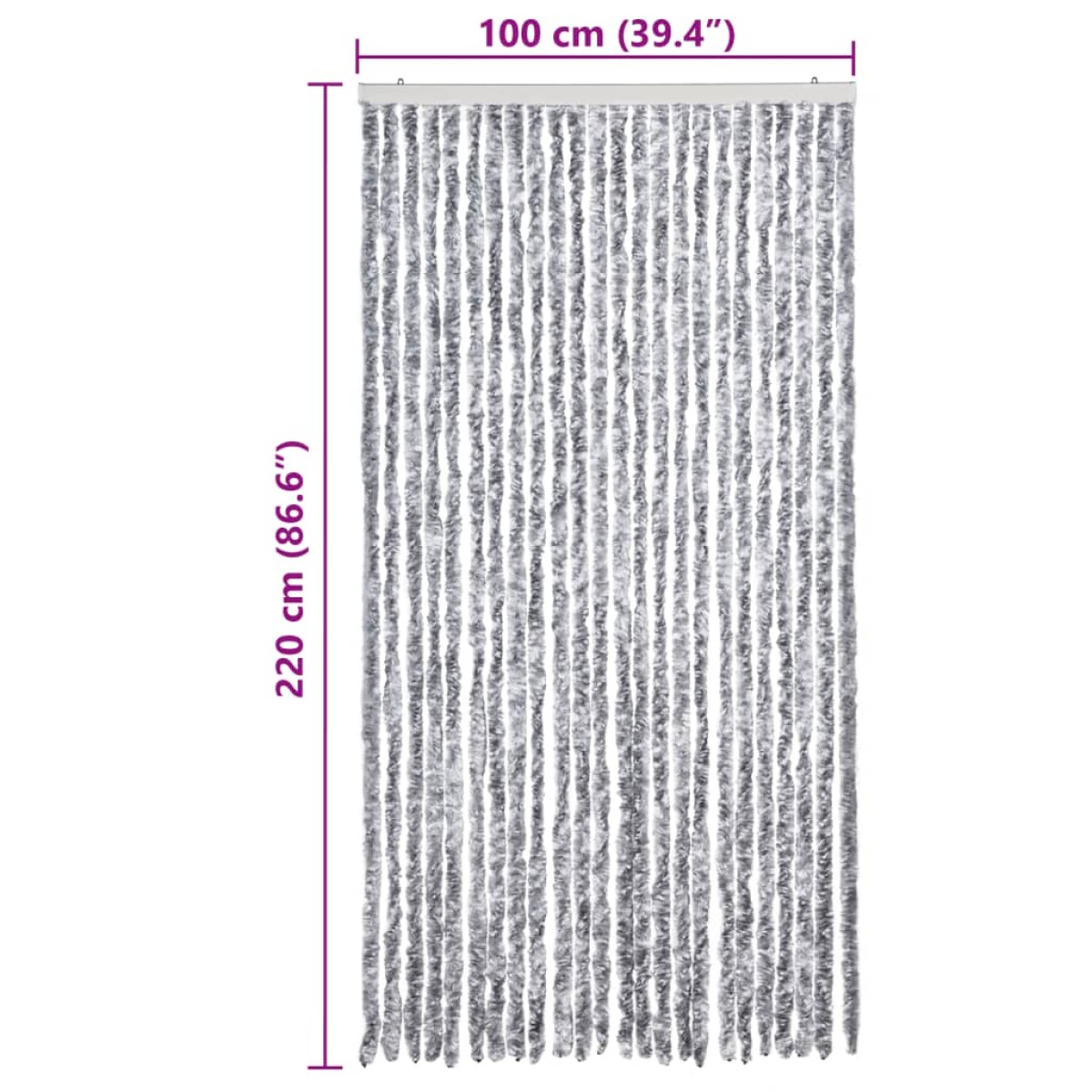 vidaXL Σήτα - Κουρτίνα Πόρτας Λευκό / Γκρι 100 x 220 εκ. από Σενίλ