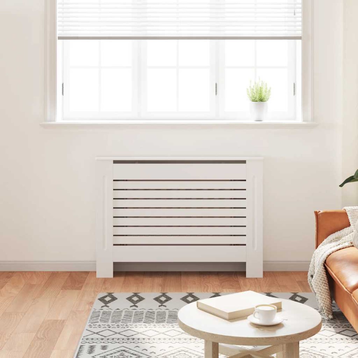 vidaXL Κάλυμμα Καλοριφέρ Λευκό 112 x 19 x 81,5 εκ. από MDF