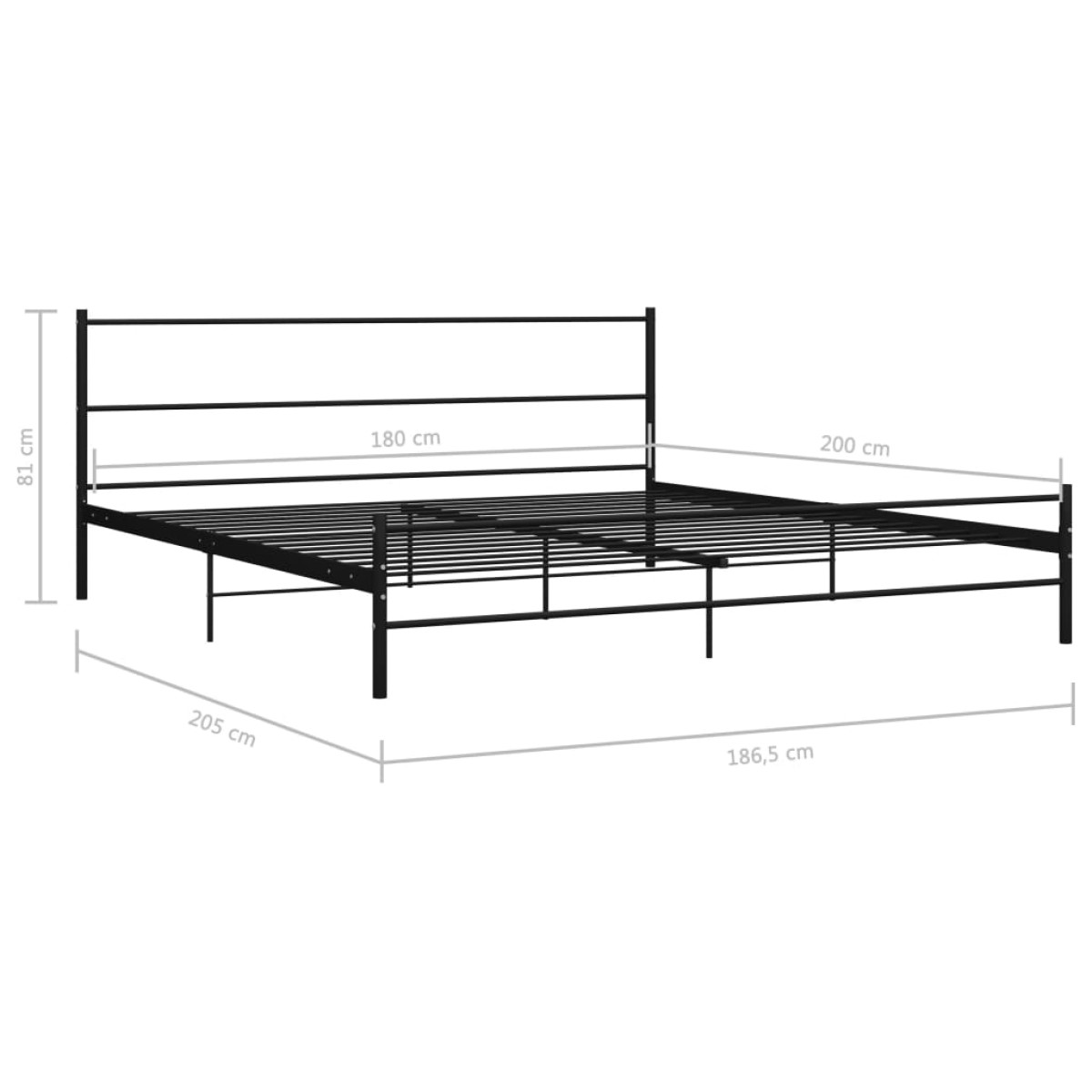 vidaXL Πλαίσιο Κρεβατιού Μαύρο 180 x 200 εκ. Μεταλλικό