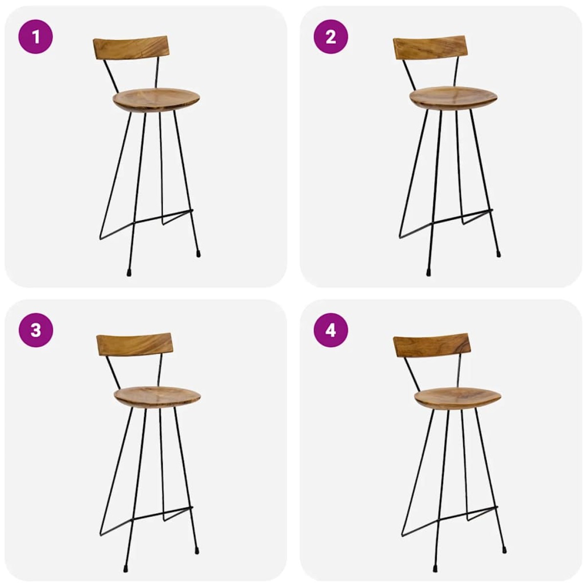 vidaXL Σκαμπό Μπαρ 2 τεμ. από Μασίφ Ξύλο Teak