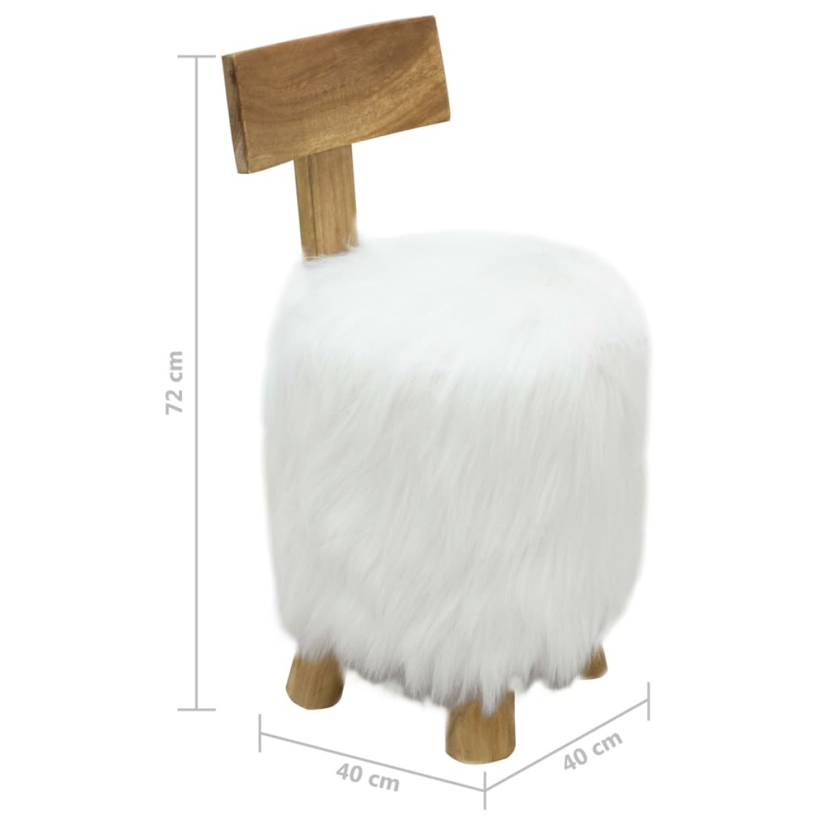 vidaXL Σκαμπό Λευκό από Μασίφ Ξύλο Teak