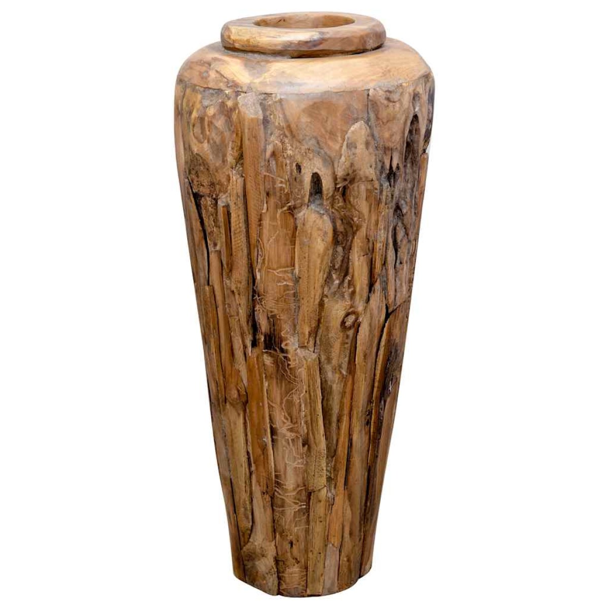 vidaXL Βάζο Διακοσμητικό 40 x 100 εκ. από Μασίφ Ξύλο Teak