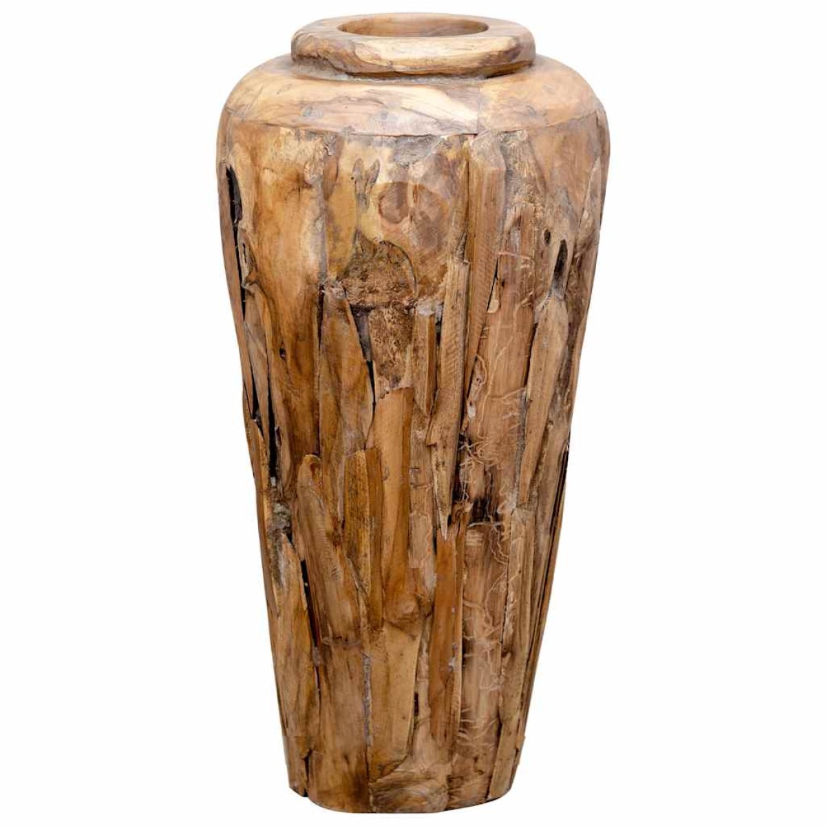 vidaXL Βάζο Διακοσμητικό 40 x 80 εκ. από Μασίφ Ξύλο Teak