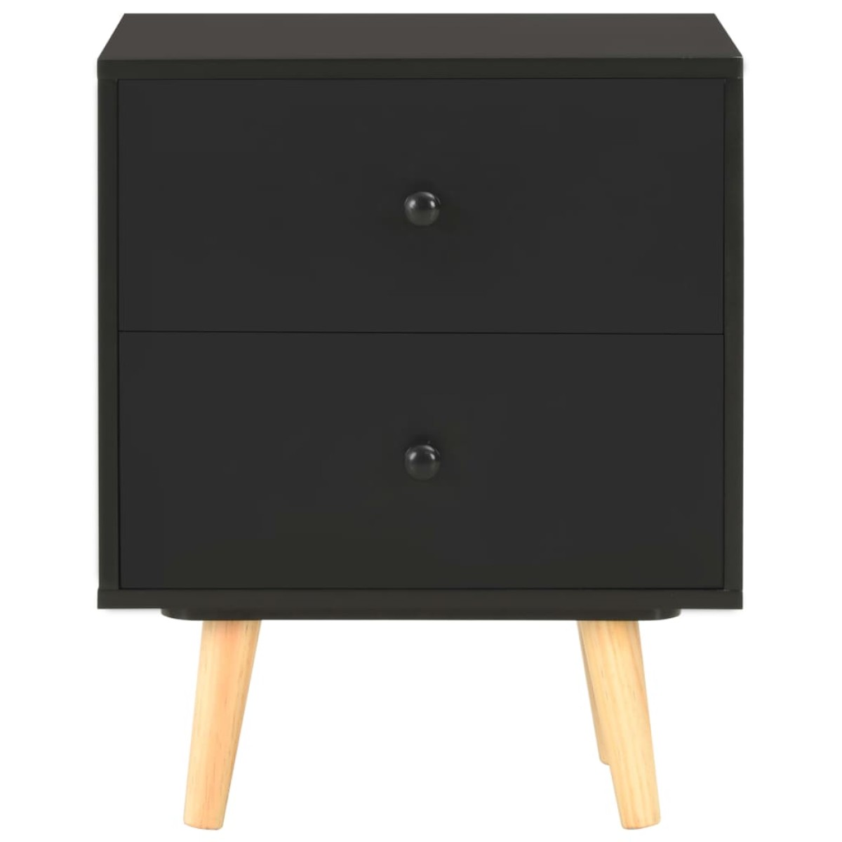 vidaXL Κομοδίνα 2 τεμ. Μαύρα 40 x 30 x 50 εκ. από Μασίφ Ξύλο Πεύκου