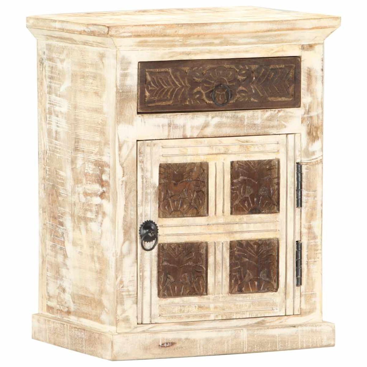 vidaXL Κομοδίνο Λευκό 40x30x50 εκ. από Μασίφ Ξύλο Μάνγκο