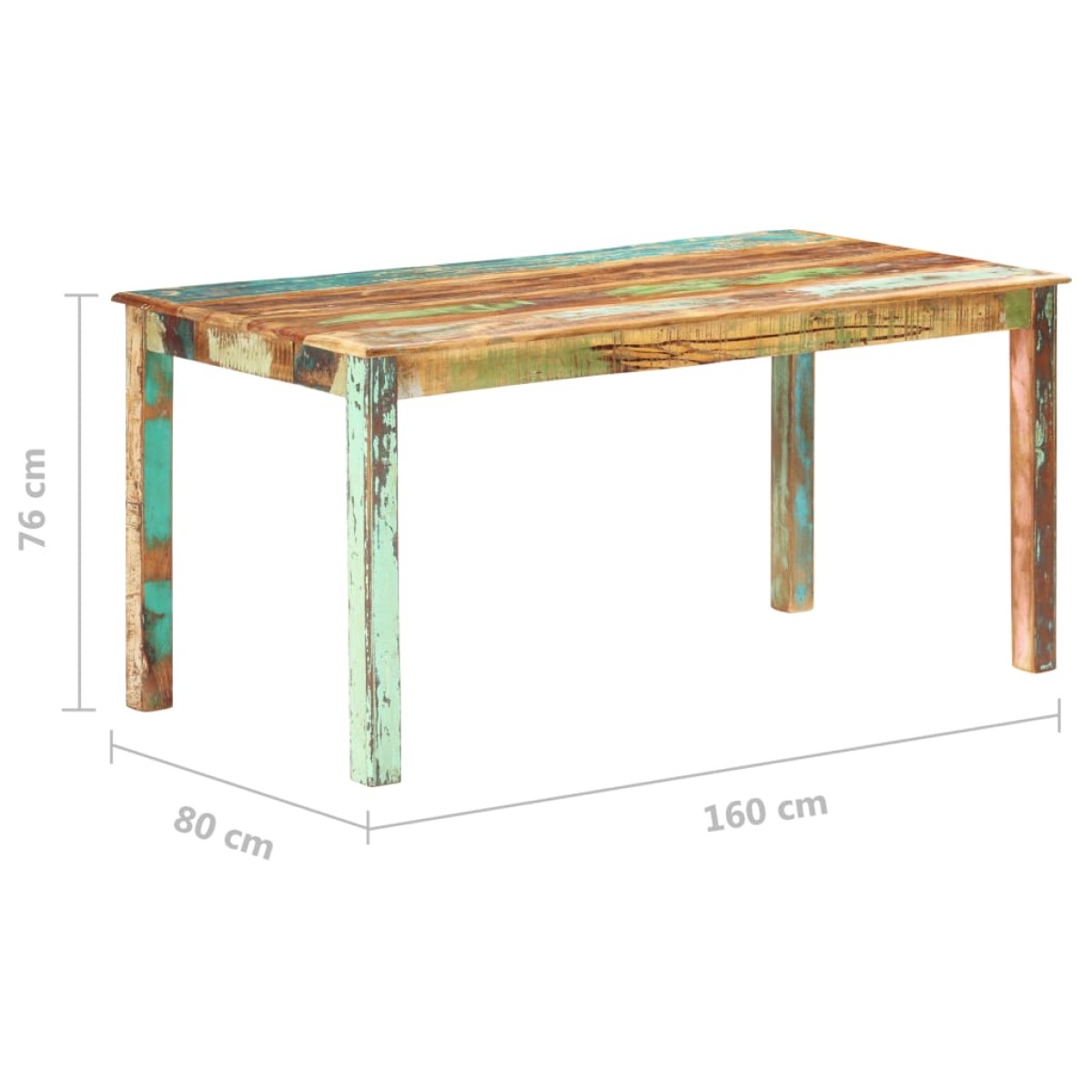 vidaXL Τραπεζαρία 160 x 80 x 76 εκ. από Μασίφ Ανακυκλωμένο Ξύλο