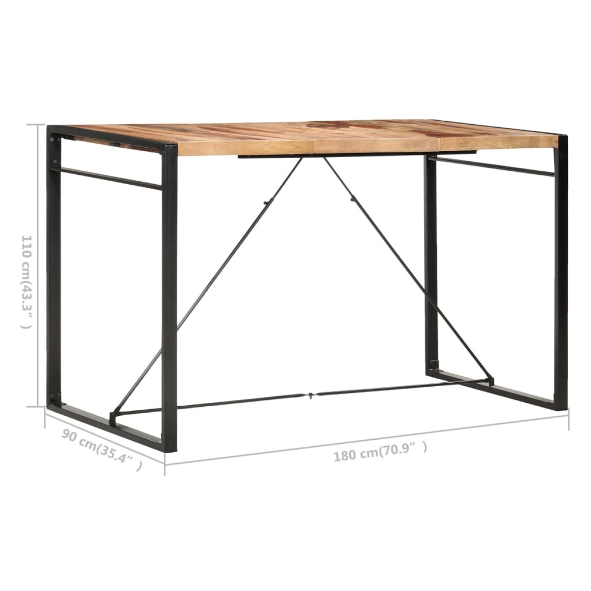 vidaXL Τραπέζι Μπαρ 180 x 90 x 110 εκ. από Μασίφ Ξύλο Sheesham