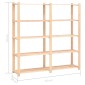 vidaXL Ραφιέρα 5 Επιπέδων 500 κ. 170 x 38 x 170 εκ. Μασίφ Ξύλο Πεύκου