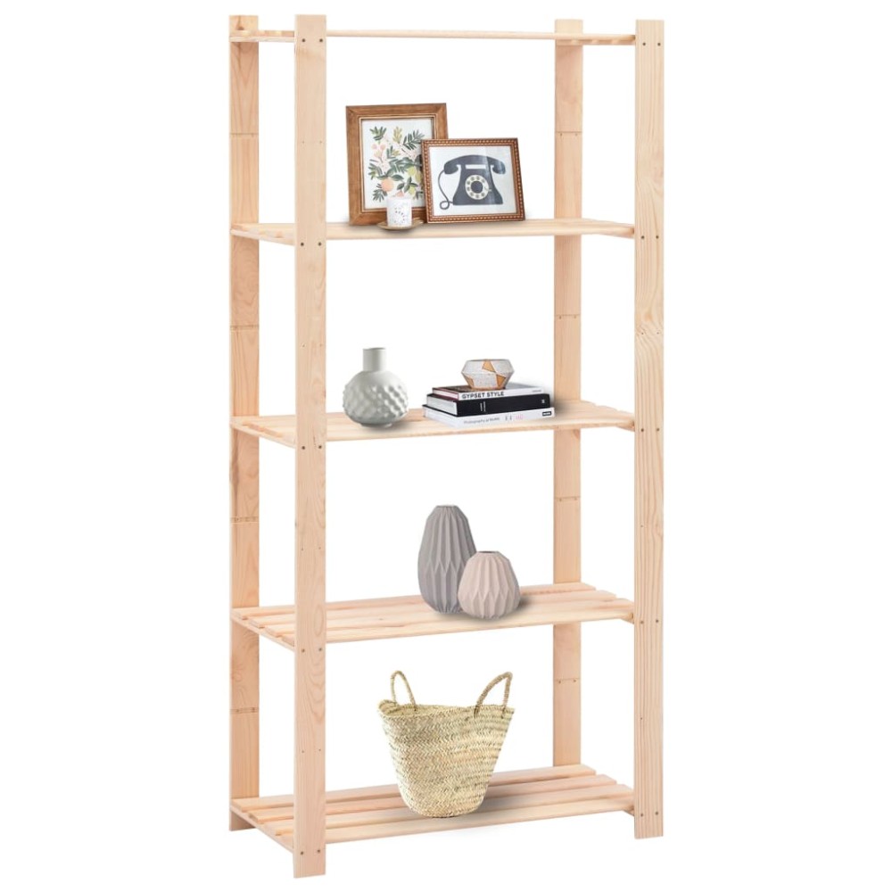 vidaXL Ραφιέρα 5 Επιπέδων 250 κ. 80x38x170 εκ. από Μασίφ Ξύλο Πεύκου