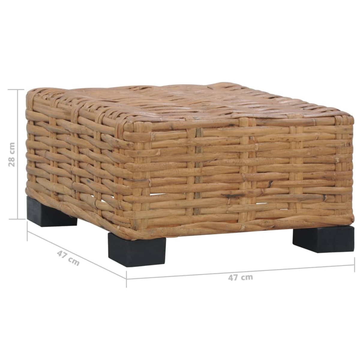 vidaXL Τραπεζάκι Σαλονιού 47 x 47 x 28 εκ. από Γνήσιο Ρατάν