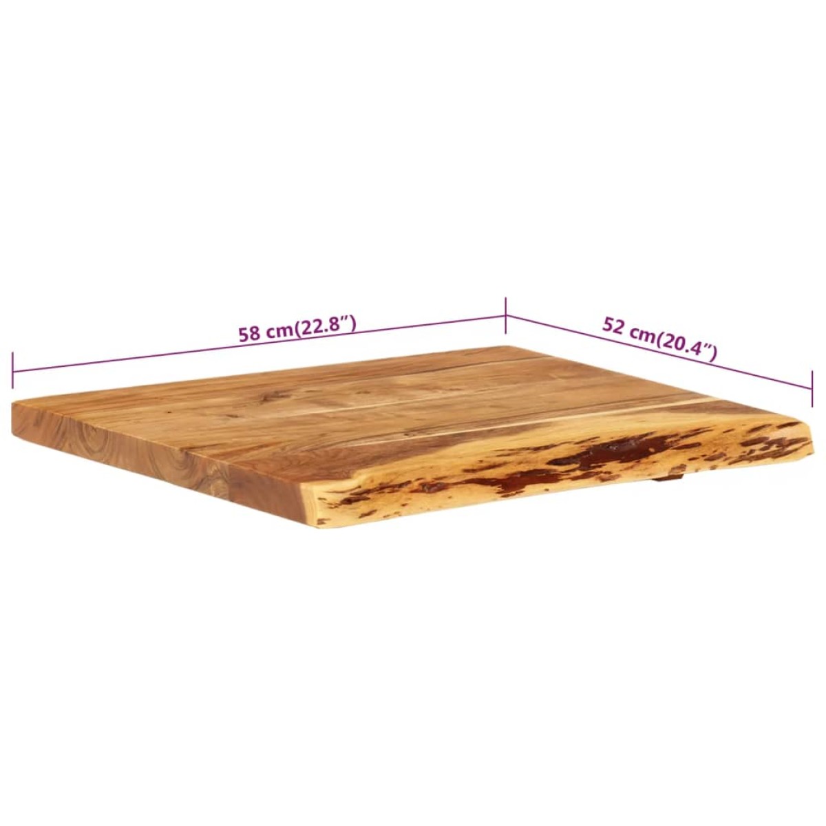 vidaXL Πάγκος Μπάνιου 58x52x3,8 εκ. από Μασίφ Ξύλο Ακακίας