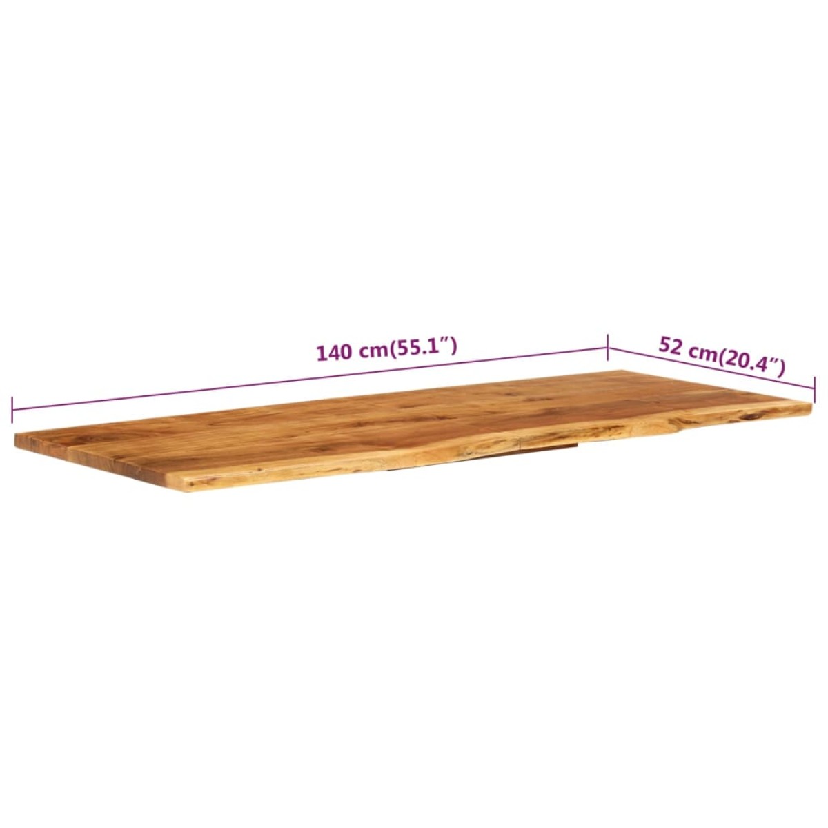 vidaXL Πάγκος Μπάνιου 140x52x2,5 εκ. από Μασίφ Ξύλο Ακακίας