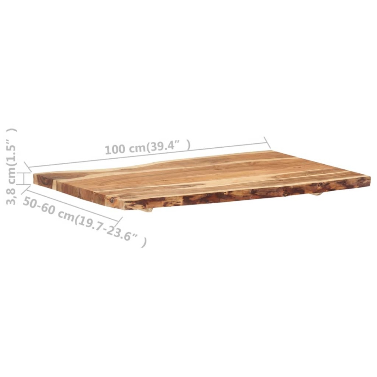 vidaXL Επιφάνεια Τραπεζιού 100 x (50-60) x 3,8 εκ. Μασίφ Ξύλο Ακακίας
