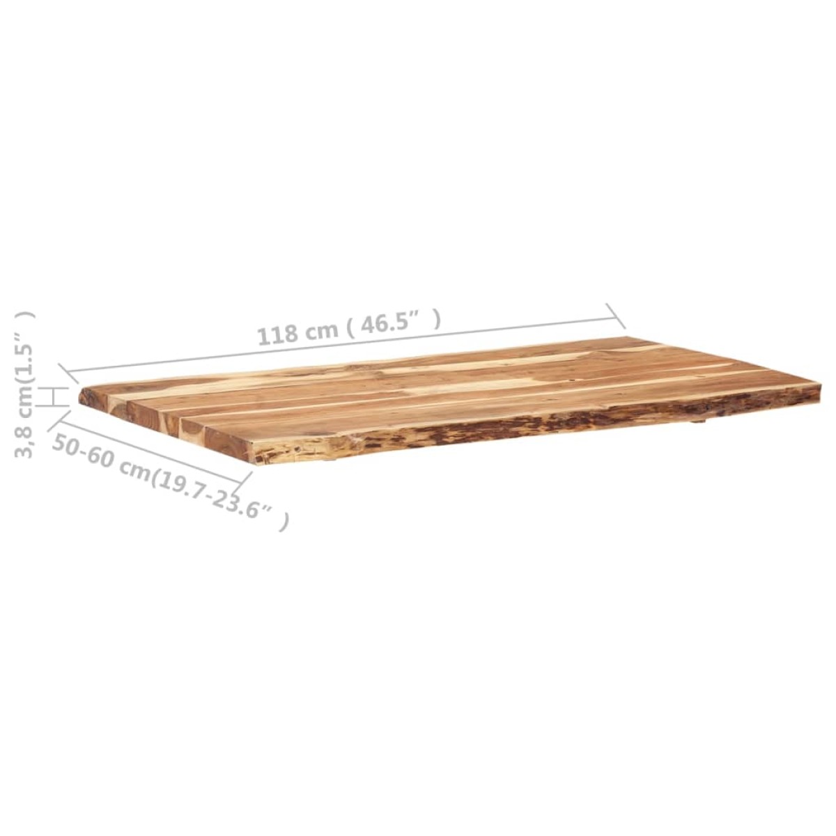 vidaXL Επιφάνεια Τραπεζιού 118 x (50-60) x 3,8 εκ. Μασίφ Ξύλο Ακακίας