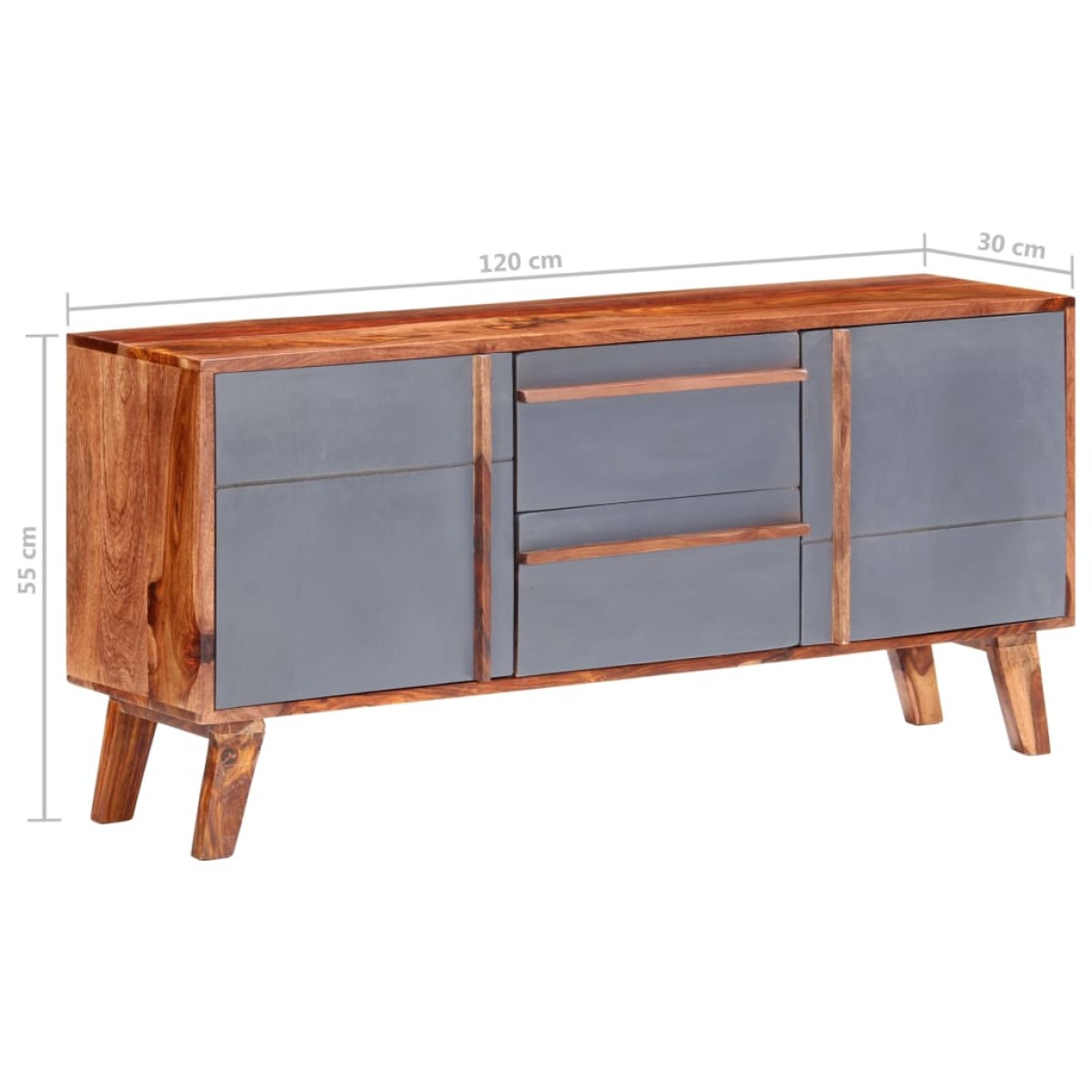 vidaXL Μπουφές Γκρι 120 x 30 x 55 εκ. από Μασίφ Ξύλο Sheesham