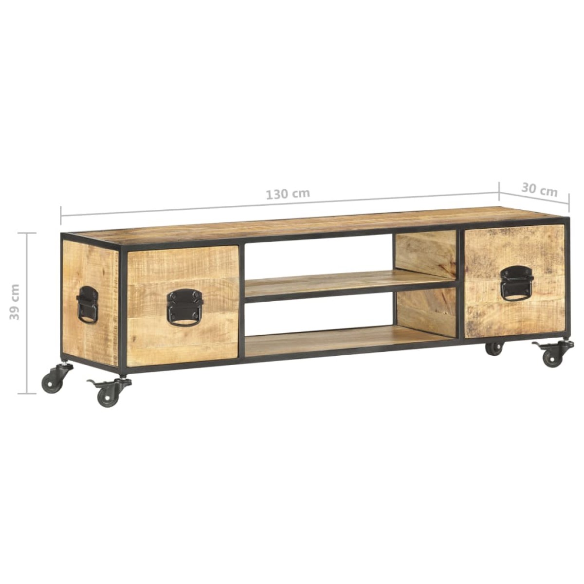 vidaXL Έπιπλο Τηλεόρασης 130 x 30 x 39 εκ. από Μασίφ Ξύλο Μάνγκο