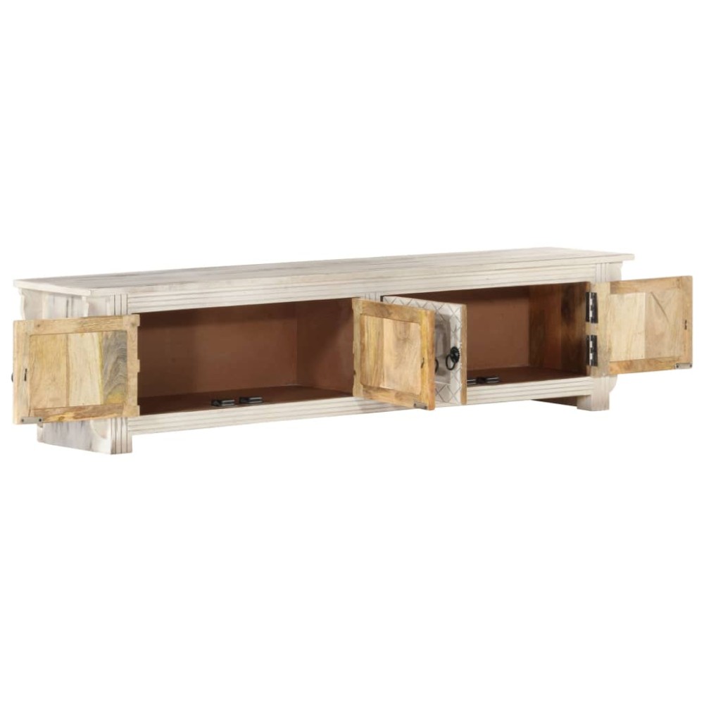 vidaXL Έπιπλο Τηλεόρασης Λευκό 140 x 30 x 35 εκ. από Μασίφ Ξύλο Μάνγκο