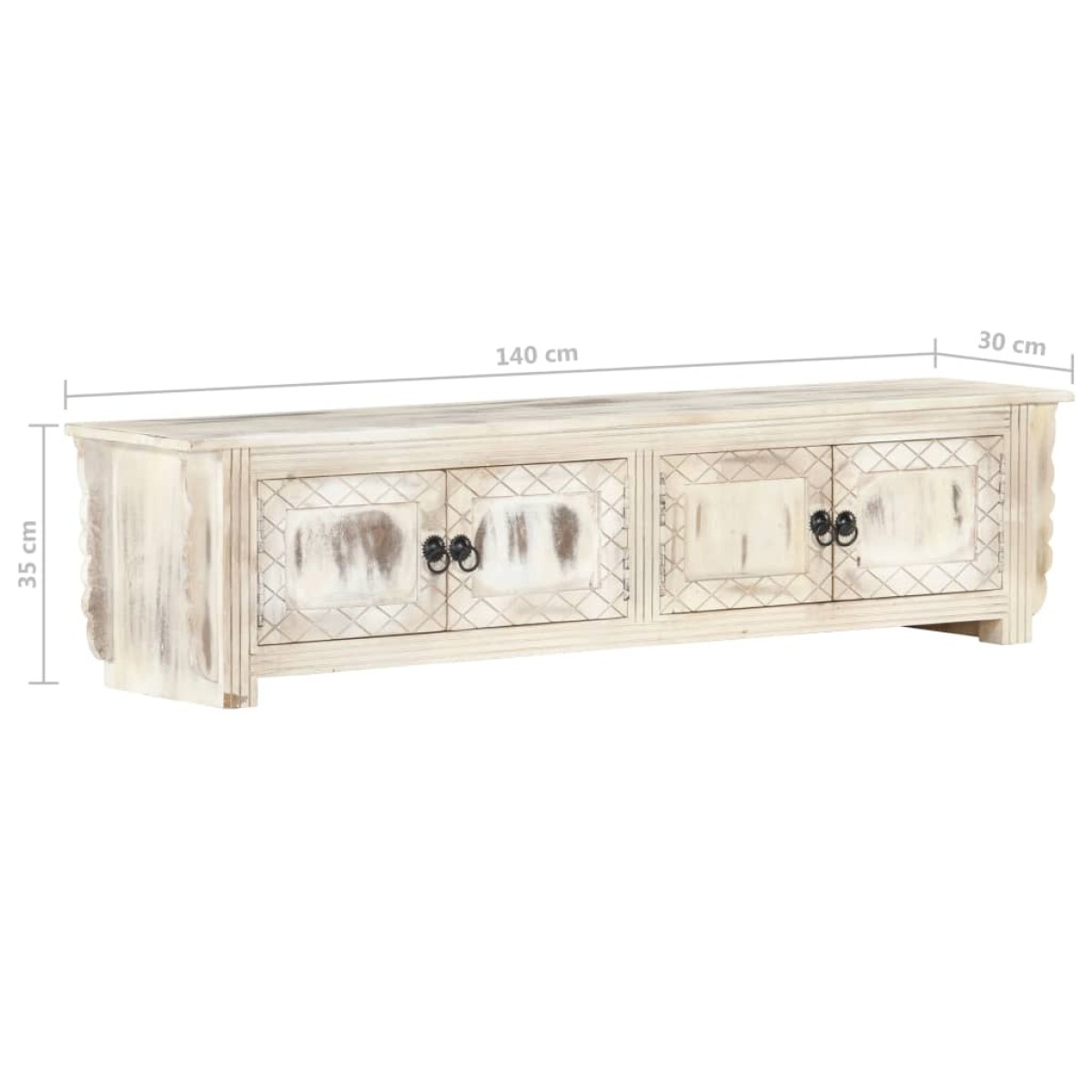 vidaXL Έπιπλο Τηλεόρασης Λευκό 140 x 30 x 35 εκ. από Μασίφ Ξύλο Μάνγκο