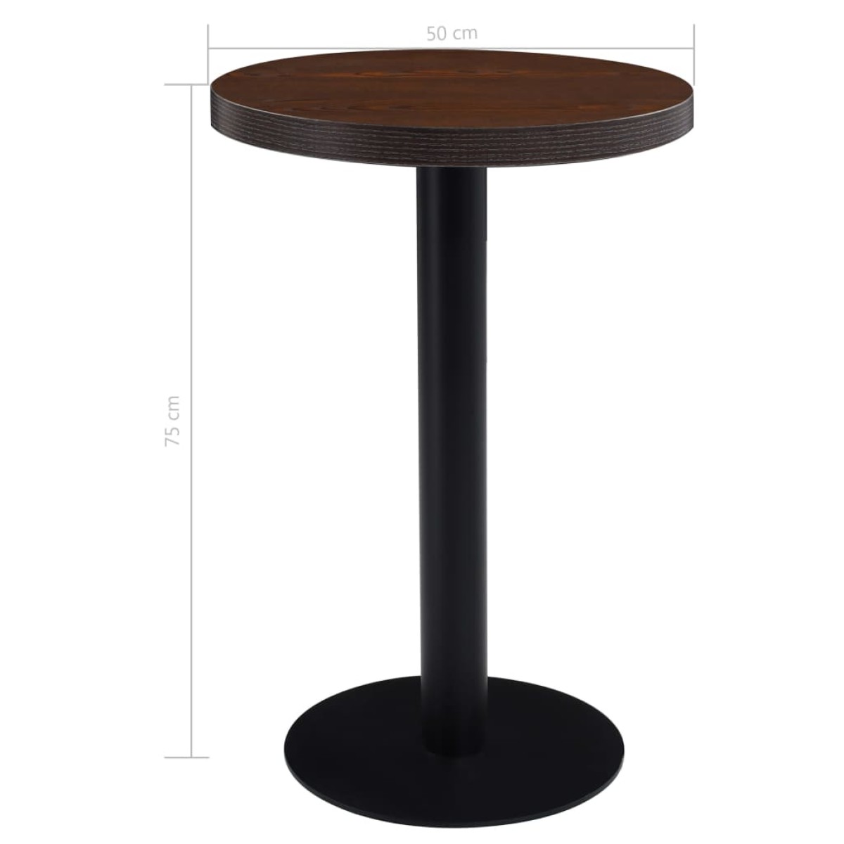 vidaXL Τραπέζι Bistro Σκούρο Καφέ 50 εκ. από MDF