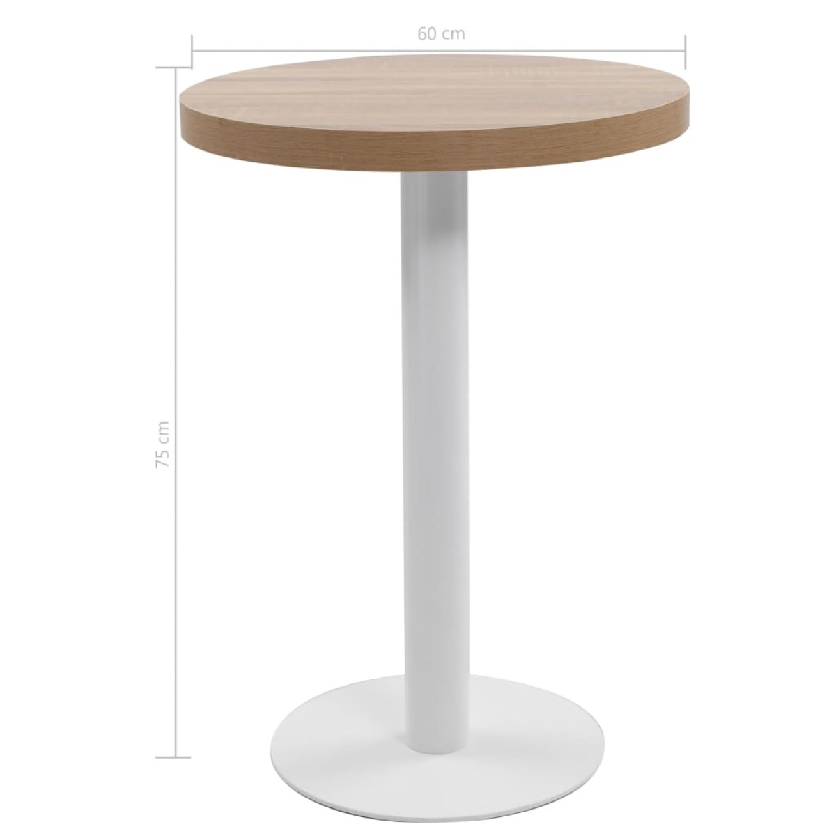 vidaXL Τραπέζι Bistro Ανοιχτό Καφέ 60 εκ. από MDF