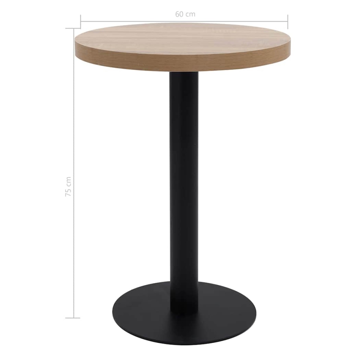 vidaXL Τραπέζι Bistro Ανοιχτό Καφέ 60 εκ. από MDF