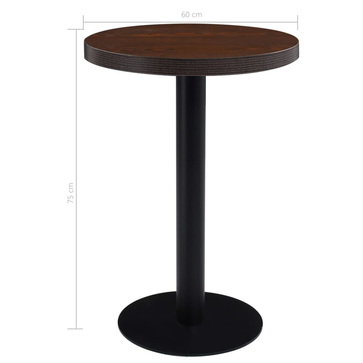 vidaXL Τραπέζι Bistro  Σκούρο Καφέ 60 εκ. από MDF