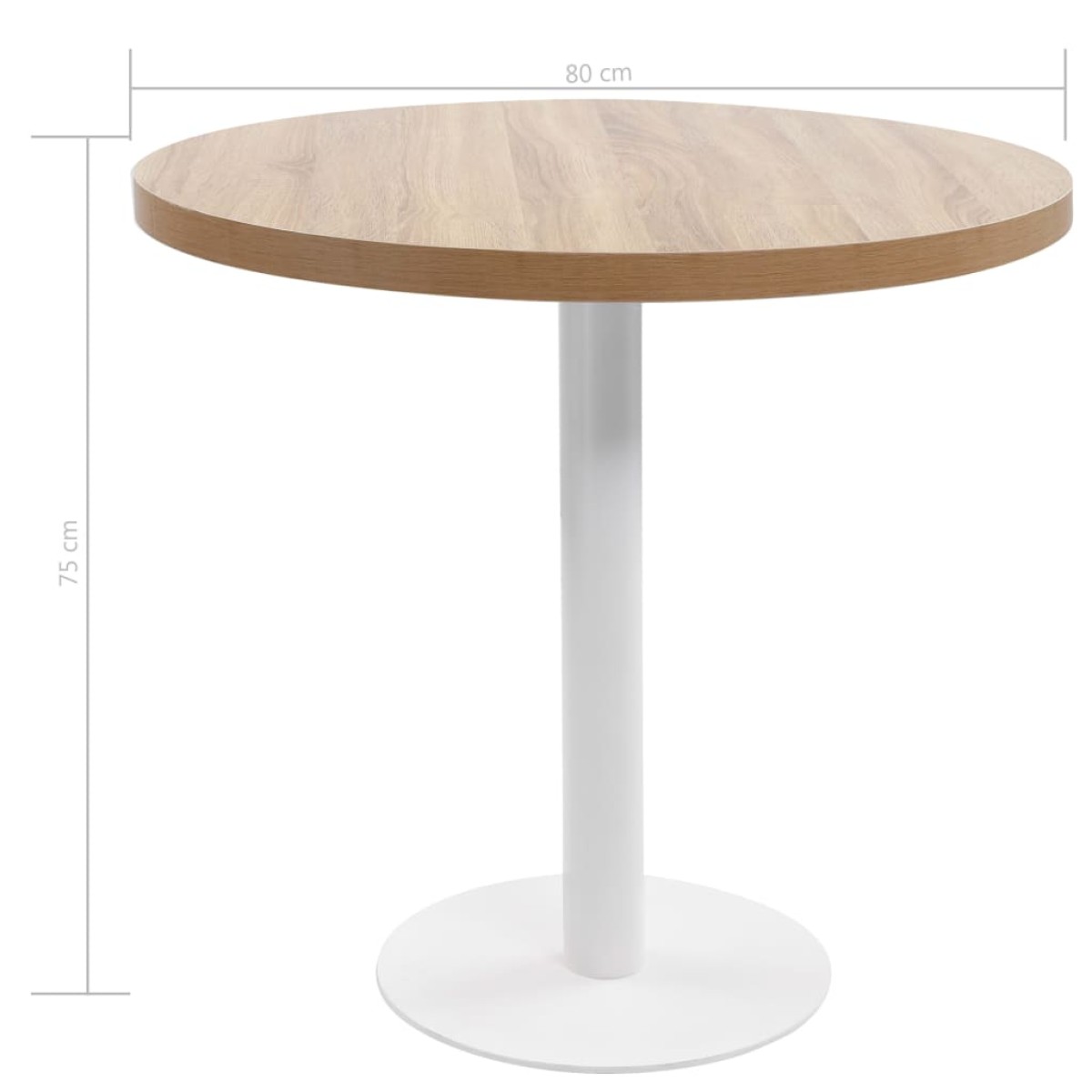 vidaXL Τραπέζι Bistro Ανοιχτό Καφέ 80 εκ. από MDF